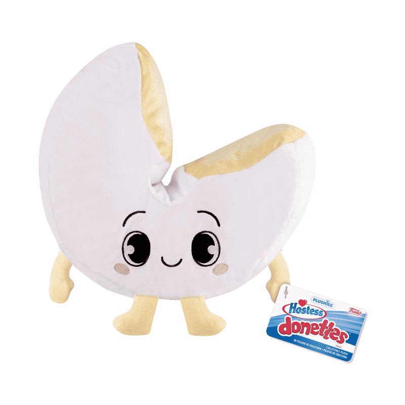 Funko Hostess Donette 10-inch Plush with a bite taken out of the top, holding a Hostess Donettes box.